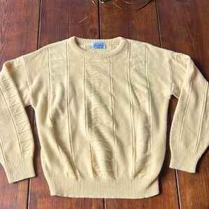 Vintage Lauren made in USA knitwear corp yellow pullover textured sweater